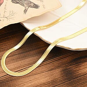 Italian 14K Yellow Gold Over Sterling Silver Herringbone Chain Necklace 20 Inches 10.20 Grams