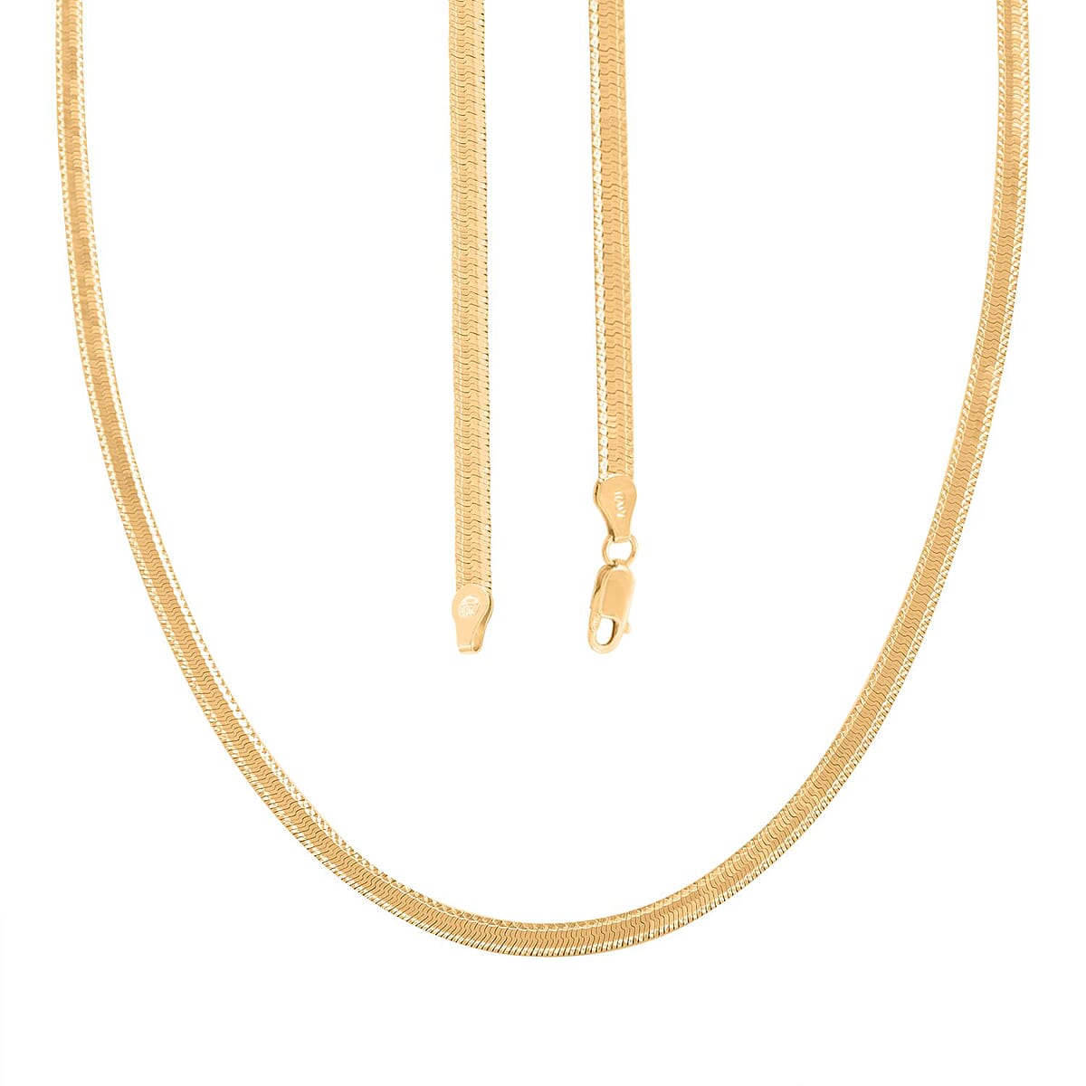 Italian 14K Yellow Gold Over Sterling Silver Herringbone Chain Necklace 20 Inches 10.20 Grams image number 3