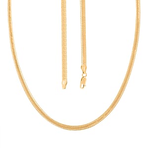 Italian 14K Yellow Gold Over Sterling Silver Herringbone Chain Necklace 20 Inches 10.20 Grams