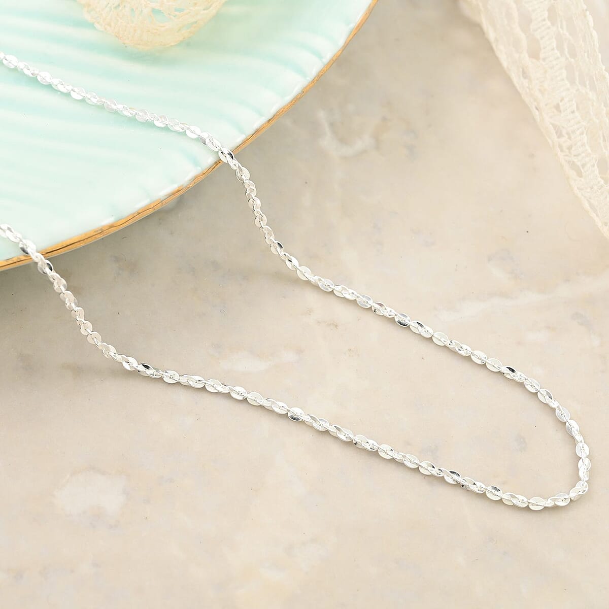 Italian Sterling Silver Twisted Necklace 18-24 Inches 4 Grams image number 1