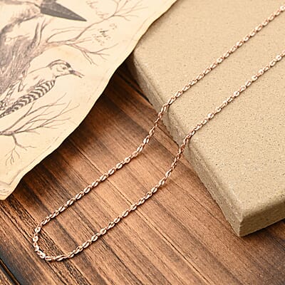 Italian 14K Rose Gold Over Sterling Silver Twisted Necklace 18-24 Inches 4 Grams