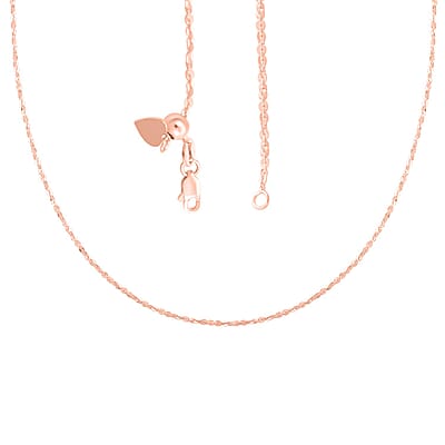 Italian 14K Rose Gold Over Sterling Silver Twisted Necklace 18-24 Inches 4 Grams