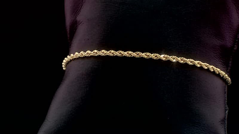 10K Yellow Gold 2.1mm Quint Rope Bracelet (7.00 In) 1.20 Grams