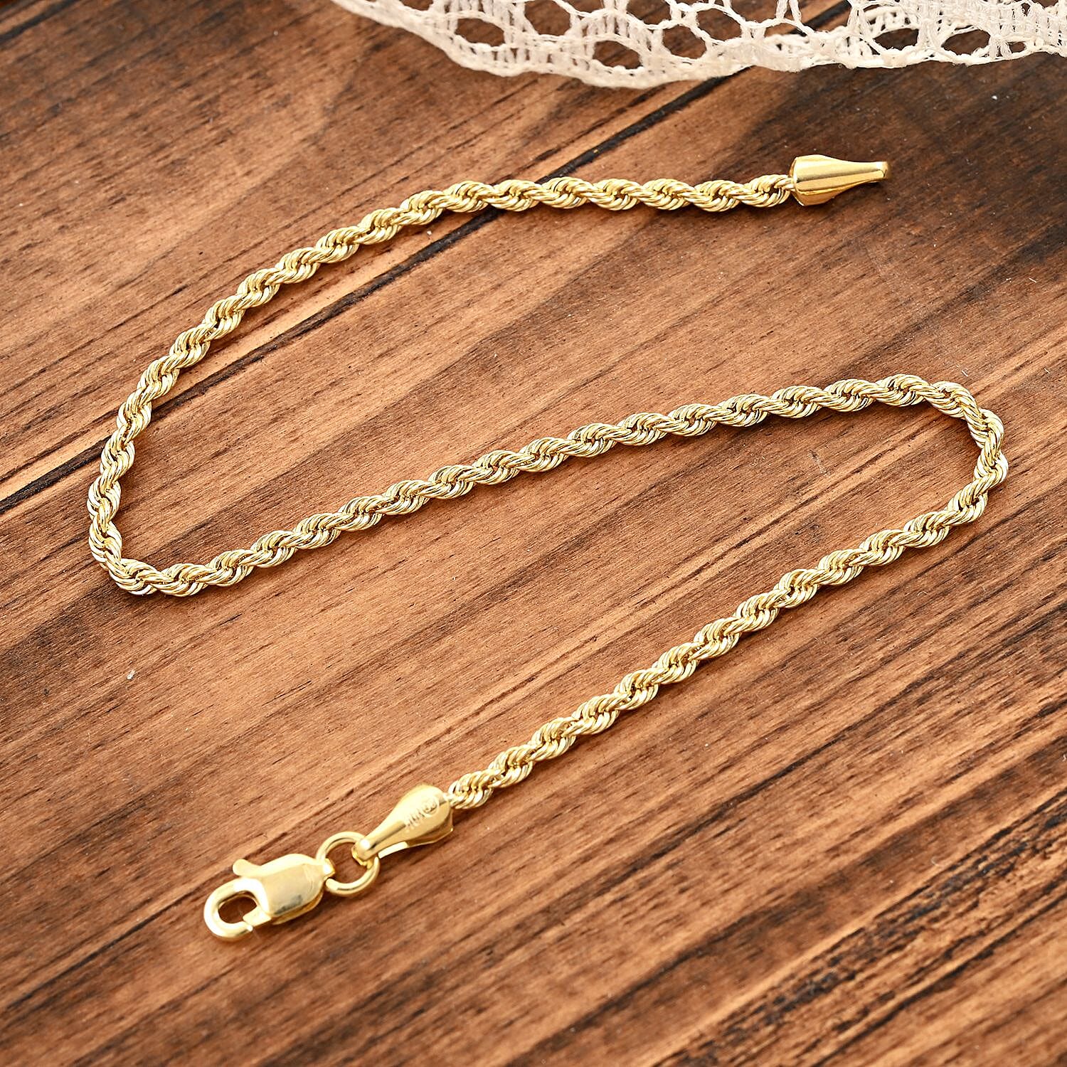 10K Yellow Gold 2.1mm Quint Rope Bracelet (7.00 In) 1.20 Grams