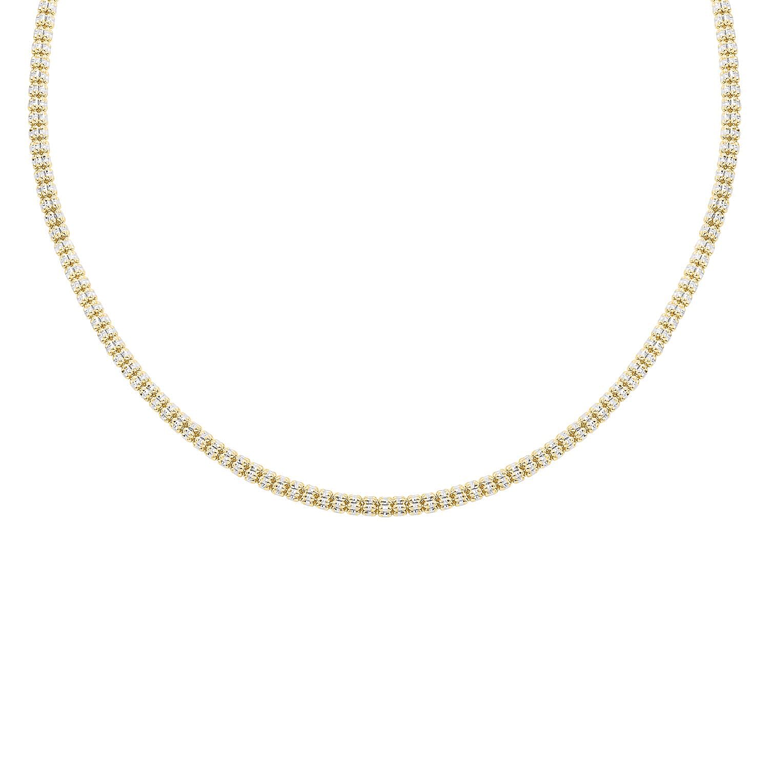 10K Yellow, White Gold 3.5mm Diamond-Cut Cylinder Chain Necklace 24 Inches 22.50 Grams