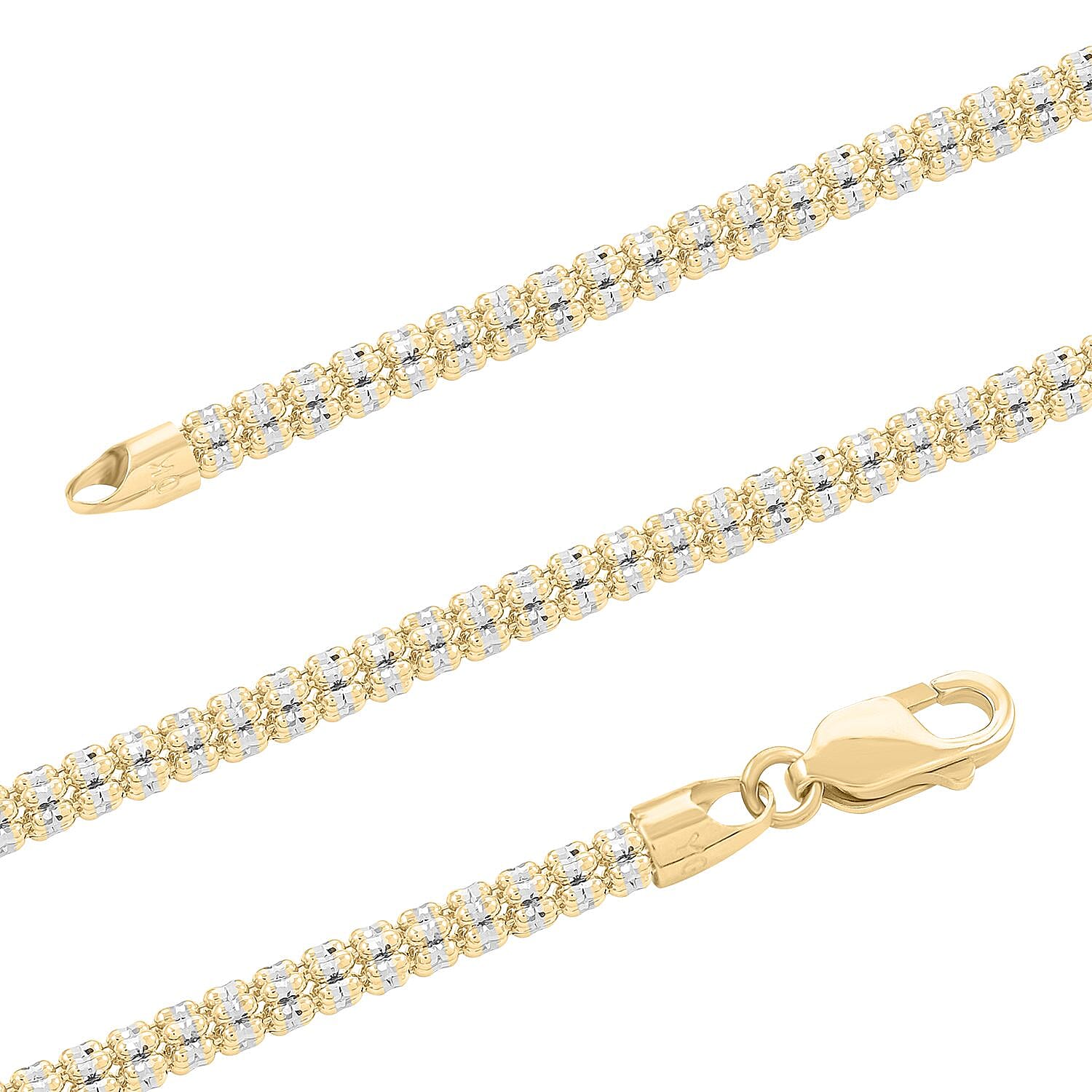 10K Yellow, White Gold 3.5mm Diamond-Cut Cylinder Chain Necklace 24 Inches 22.50 Grams