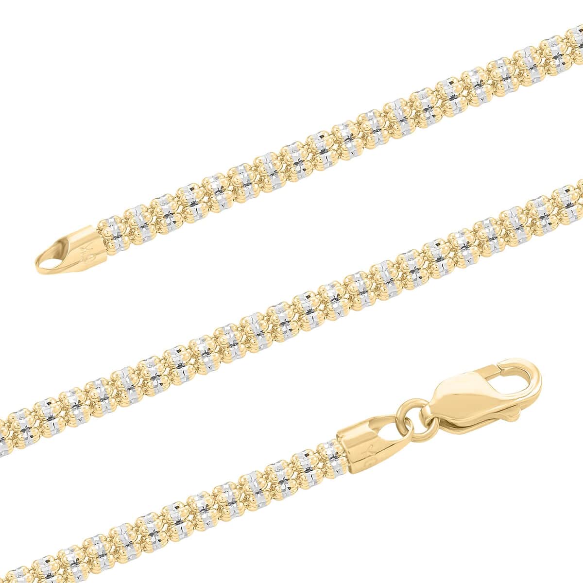 10K Yellow, White Gold 3.5mm Diamond-Cut Cylinder Chain Necklace 24 Inches 22.50 Grams image number 2