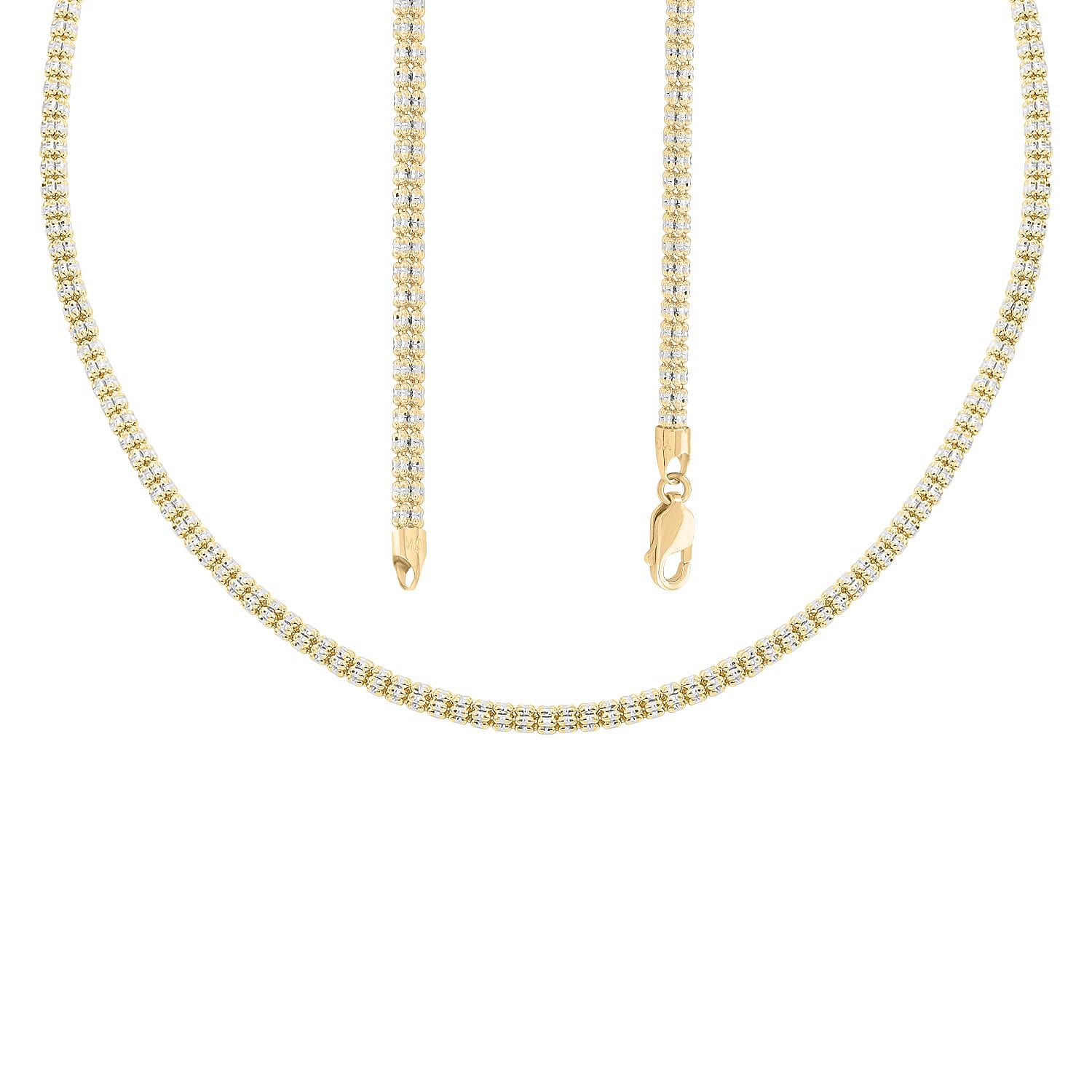 10K Yellow, White Gold 3.5mm Diamond-Cut Cylinder Chain Necklace 24 Inches 22.50 Grams