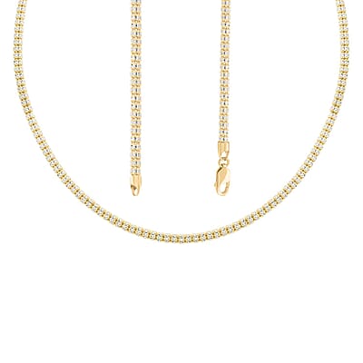 10K Yellow, White Gold 3.5mm Diamond-Cut Cylinder Chain Necklace 24 Inches 22.50 Grams