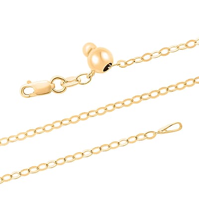 14K Yellow Gold Over Sterling Silver Adjustable Link Chain Necklace 24 Inches 2.80 Grams