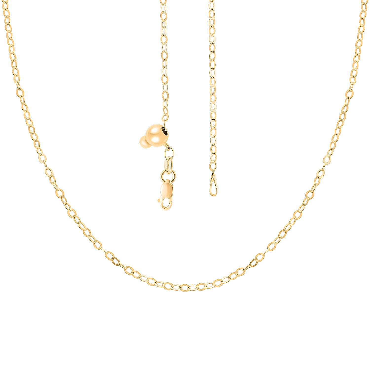 14K Yellow Gold Over Sterling Silver Adjustable Link Chain Necklace 24 Inches 2.80 Grams