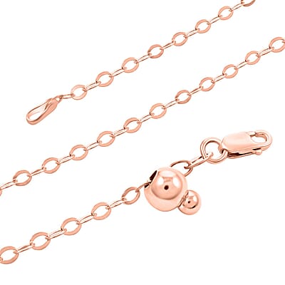 14K Rose Gold Over Sterling Silver Adjustable Link Chain Necklace 24 Inches 2.80 Grams
