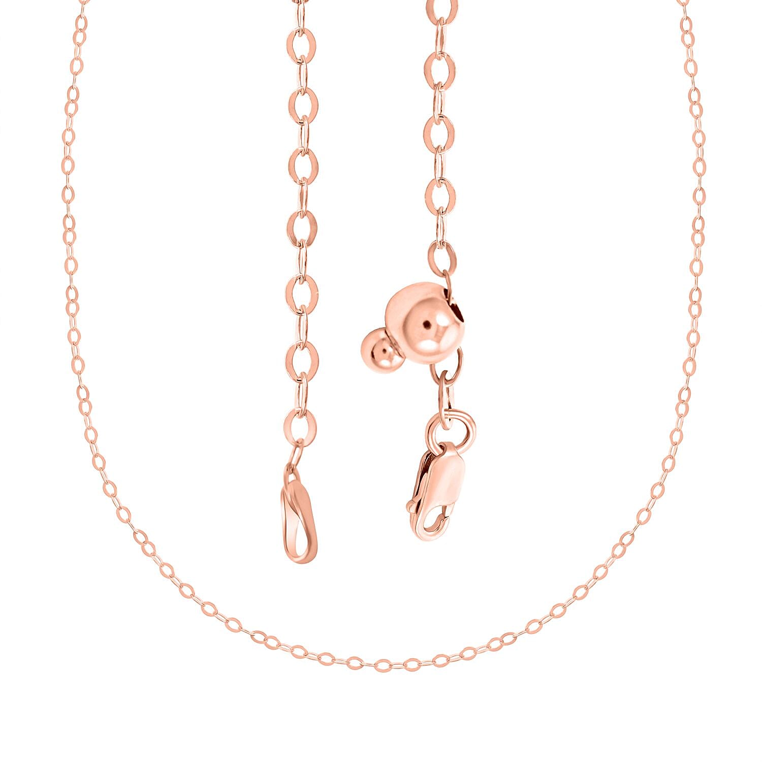 14K Rose Gold Over Sterling Silver Adjustable Link Chain Necklace 24 Inches 2.80 Grams