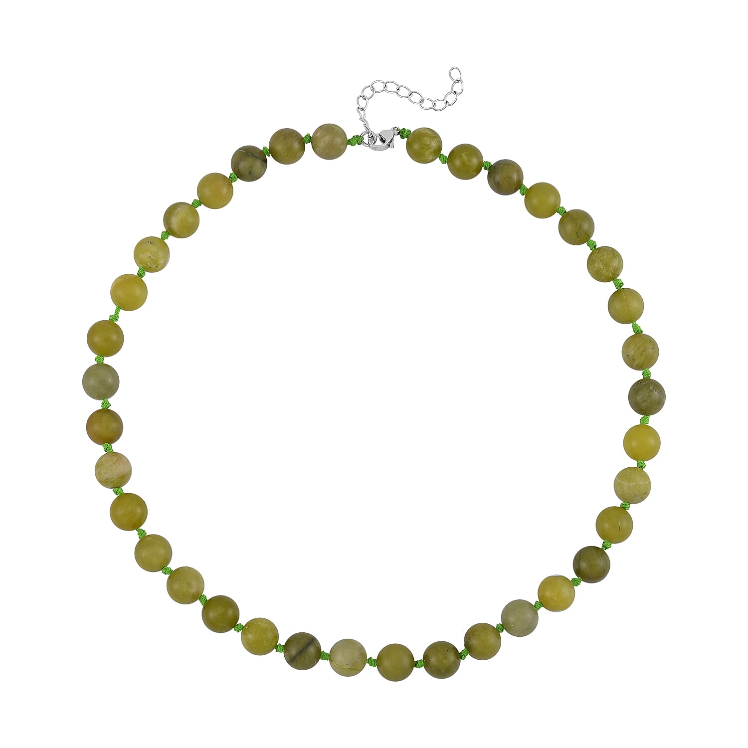 Connemara Marble Beaded Necklace 18-20 Inches in Stainless Steel 300.00 ctw