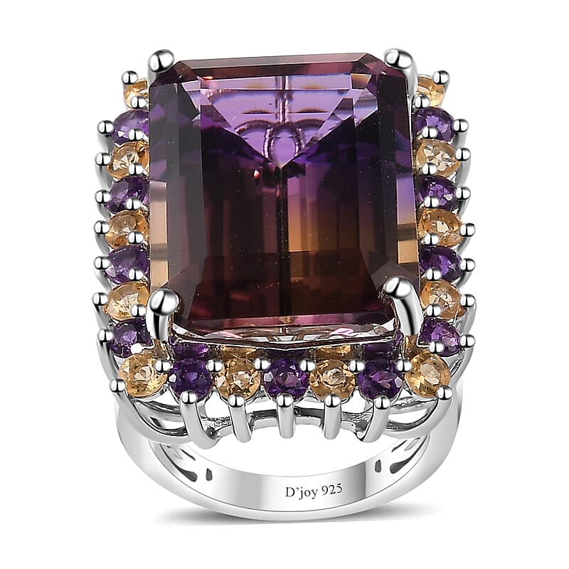 AAA Anahi Ametrine and Multi Gemstone Ring in Platinum Over Sterling Silver (Size 10.0) 25.00 ctw