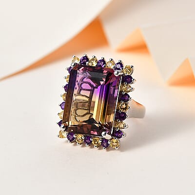 AAA Anahi Ametrine and Multi Gemstone Ring in Platinum Over Sterling Silver (Size 10.0) 25.00 ctw