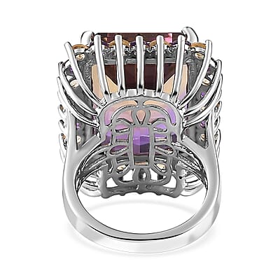 AAA Anahi Ametrine and Multi Gemstone Ring in Platinum Over Sterling Silver (Size 10.0) 25.00 ctw
