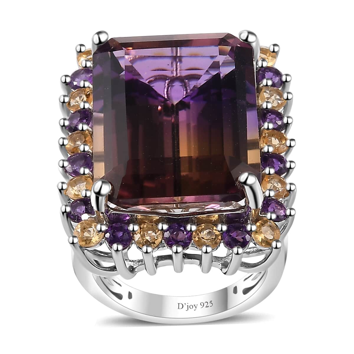 AAA Anahi Ametrine, Multi Gemstone Ring in Platinum Over Sterling Silver (Size 6.0) 25.00 ctw image number 0