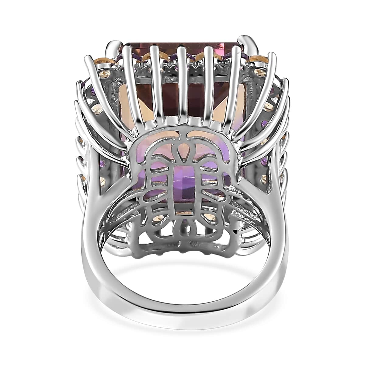 AAA Anahi Ametrine, Multi Gemstone Ring in Platinum Over Sterling Silver (Size 6.0) 25.00 ctw image number 4