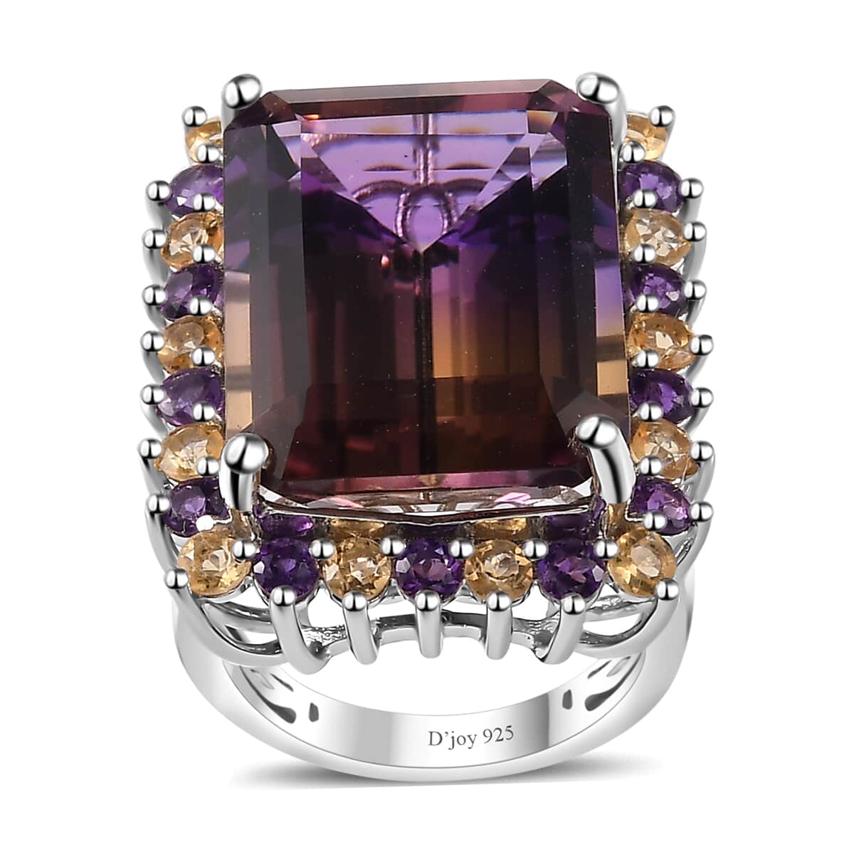 AAA Anahi Ametrine, Multi Gemstone Ring in Platinum Over Sterling Silver (Size 7.0) 25.00 ctw image number 0