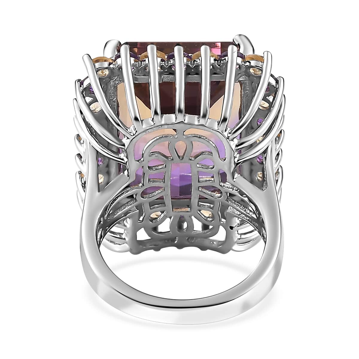 AAA Anahi Ametrine, Multi Gemstone Ring in Platinum Over Sterling Silver (Size 8.0) 25.00 ctw image number 4