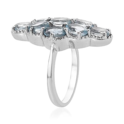 Sky Blue Topaz Elongated Ring in Stainless Steel (Size 10.0) 5.20 ctw