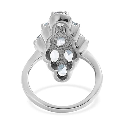 Sky Blue Topaz Elongated Ring in Stainless Steel (Size 10.0) 5.20 ctw