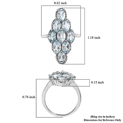 Sky Blue Topaz Elongated Ring in Stainless Steel (Size 10.0) 5.20 ctw
