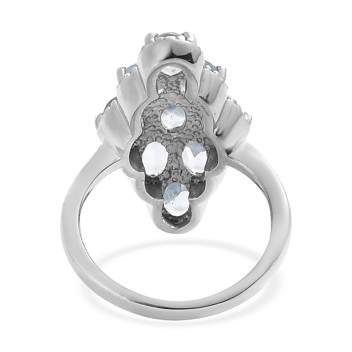 Sky Blue Topaz Elongated Ring in Stainless Steel (Size 5.0) 5.20 ctw image number 4