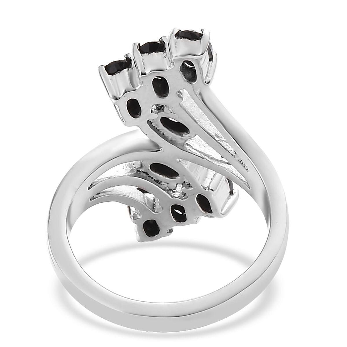 Thai Black Spinel Bypass Ring in Stainless Steel (Size 10.0) 2.50 ctw image number 4
