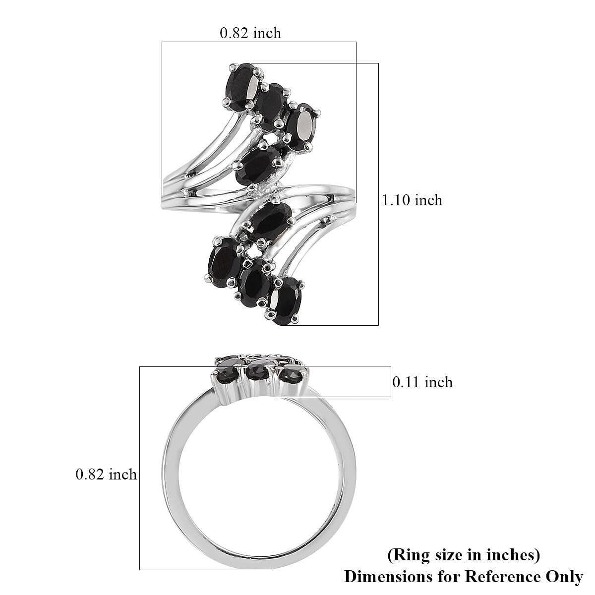 Thai Black Spinel Bypass Ring in Stainless Steel (Size 10.0) 2.50 ctw image number 5