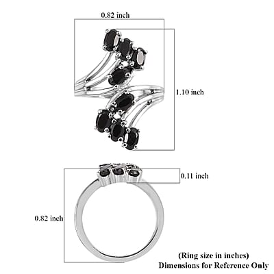 Thai Black Spinel Bypass Ring in Stainless Steel (Size 10.0) 2.50 ctw