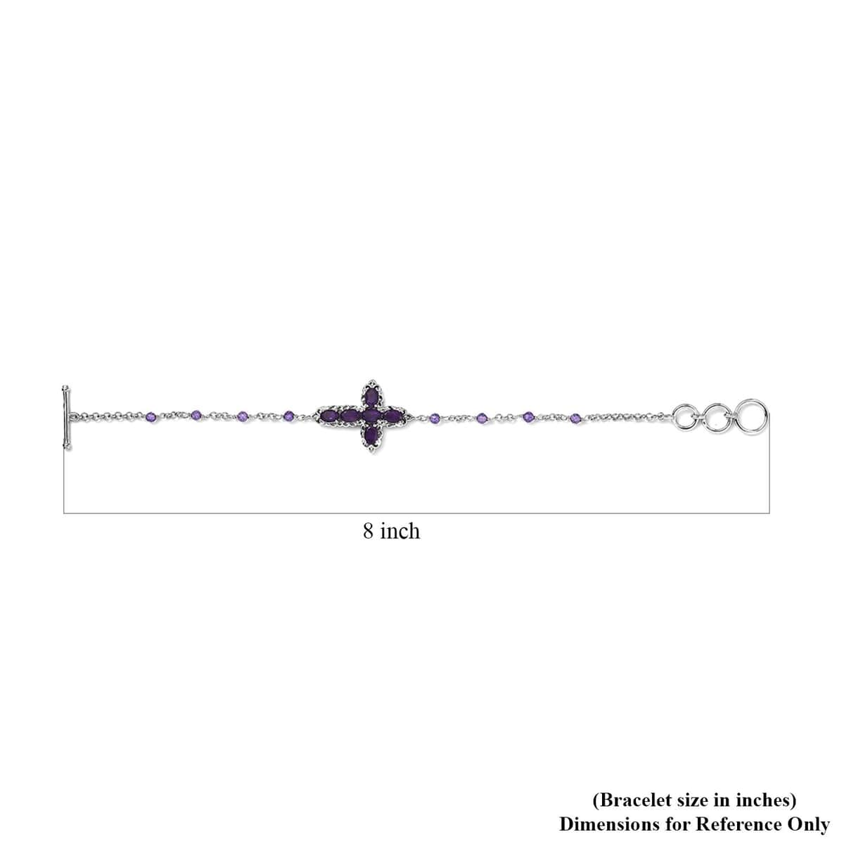 Karis African Amethyst Cross Bracelet in Platinum Bond (6.50-8.00In) 4.40 ctw image number 4