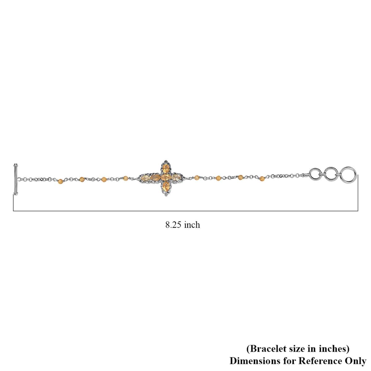 Karis Brazilian Citrine Cross Bracelet in Platinum Bond (6.50-8.00In) 4.50 ctw image number 4