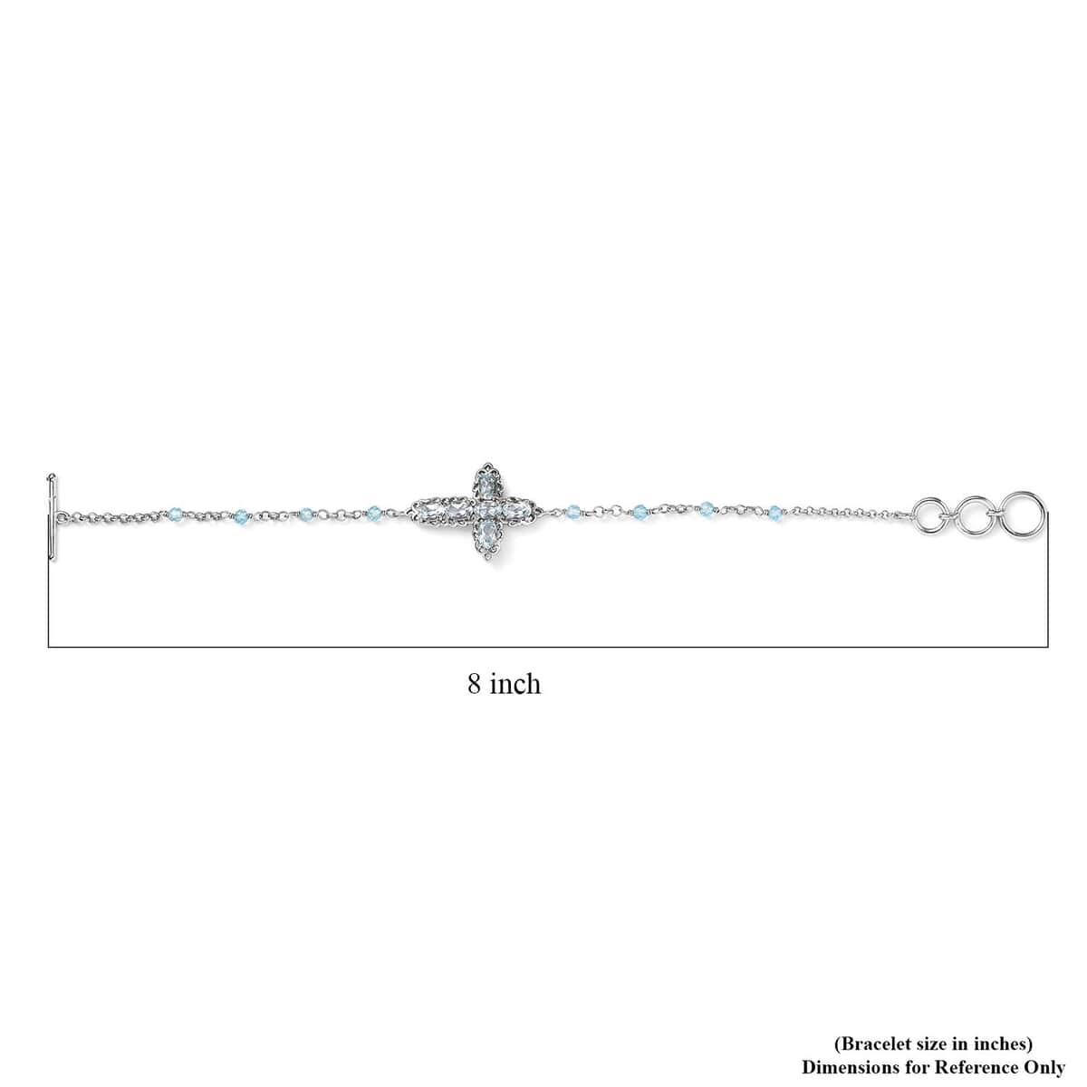 Karis Sky Blue Topaz Cross Bracelet in Platinum Bond (6.50-8.00In) 5.75 ctw image number 4