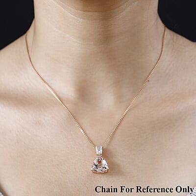 Luxoro 14K Rose Gold AAA Marropino Morganite, I2-I3 Natural Pink and White Diamond Pendant 5.10 ctw