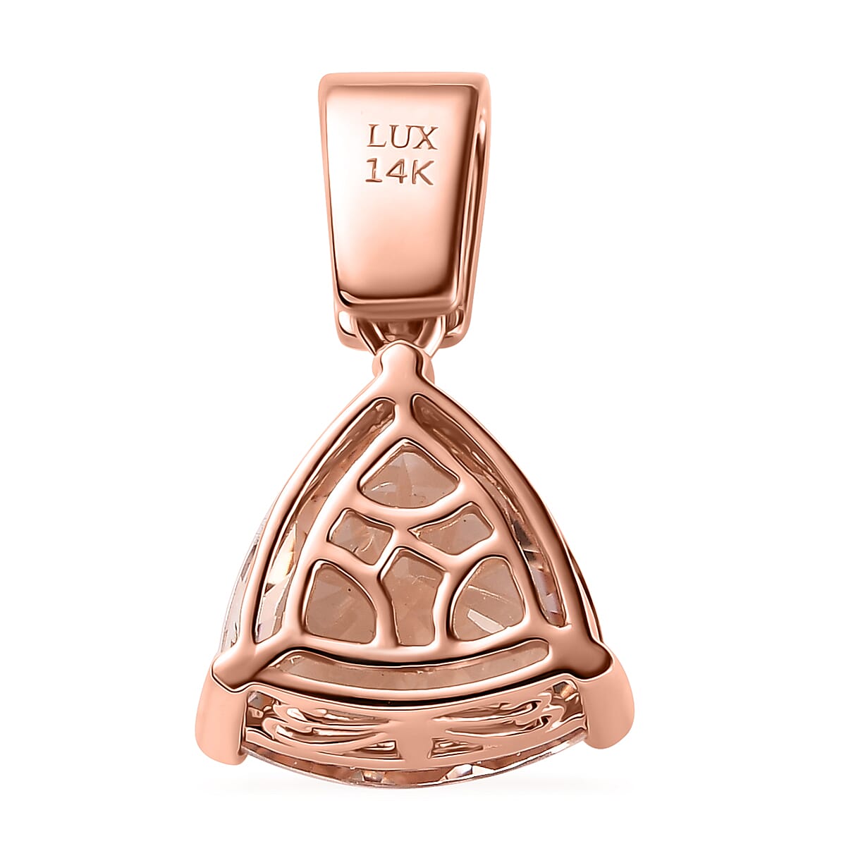 Luxoro 14K Rose Gold AAA Marropino Morganite, I2-I3 Natural Pink and White Diamond Pendant 5.10 ctw
