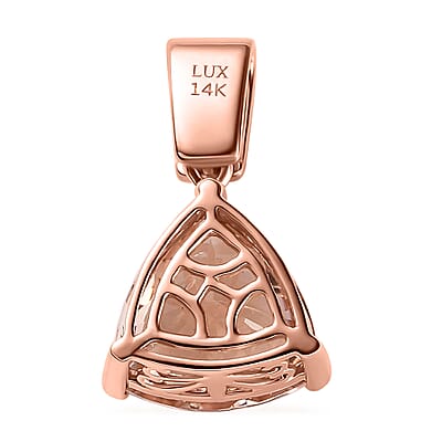 Luxoro 14K Rose Gold AAA Marropino Morganite, I2-I3 Natural Pink and White Diamond Pendant 5.10 ctw