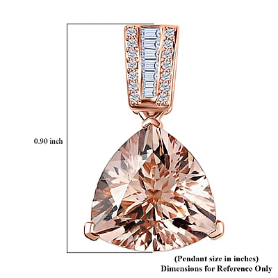 Luxoro 14K Rose Gold AAA Marropino Morganite, I2-I3 Natural Pink and White Diamond Pendant 5.10 ctw