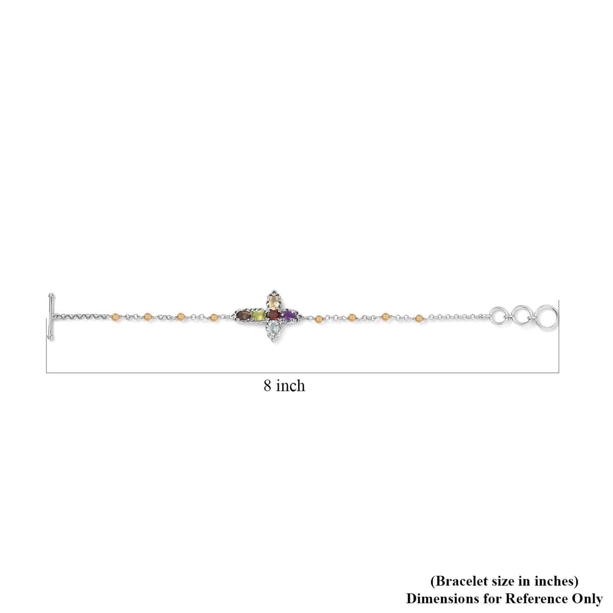 Karis Multi Gemstone Cross Bracelet in Platinum Bond (6.50-8.00In) 4.80 ctw image number 4