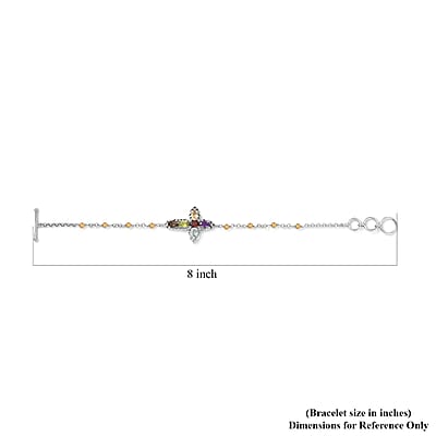 Karis Multi Gemstone Cross Bracelet in Platinum Bond (6.50-8.00In) 4.80 ctw