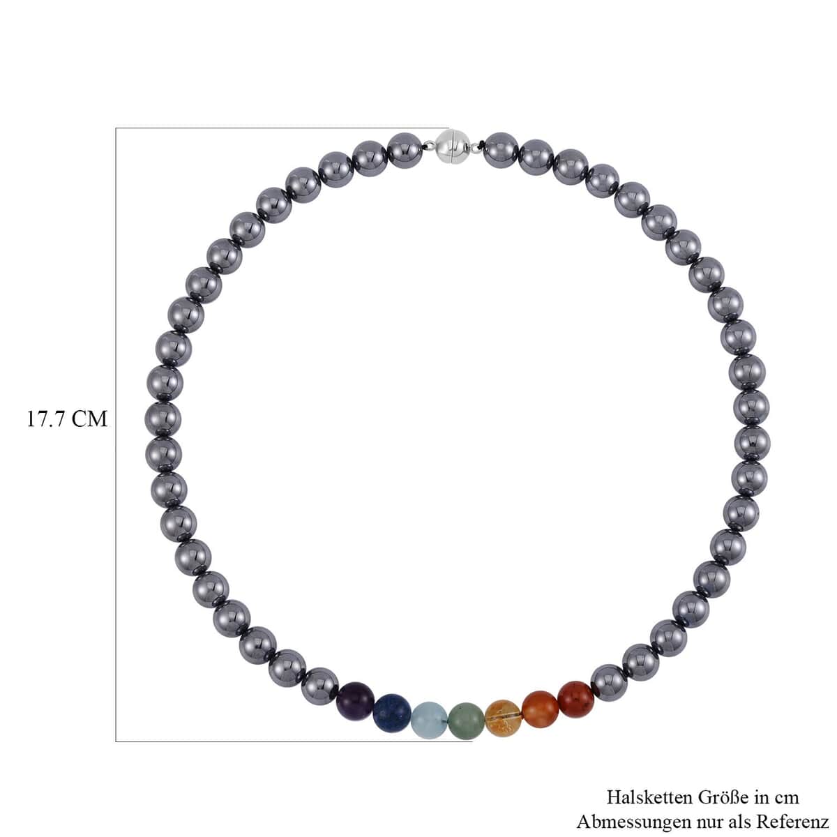 Seven Chakra Terahertz Beaded Necklace 20 Inches in Rhodium Over Sterling Silver 350.00 ctw image number 4
