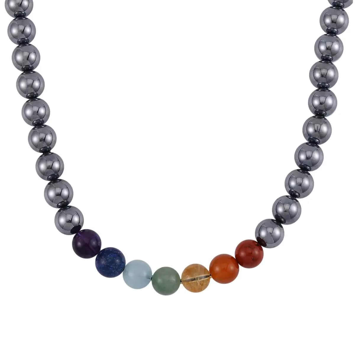 Seven Chakra Terahertz 350.00 ctw Beaded Necklace 20 Inches in Rhodium Over Sterling Silver image number 5