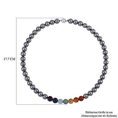 Seven Chakra Terahertz 350.00 ctw Beaded Necklace 20 Inches in Rhodium Over Sterling Silver
