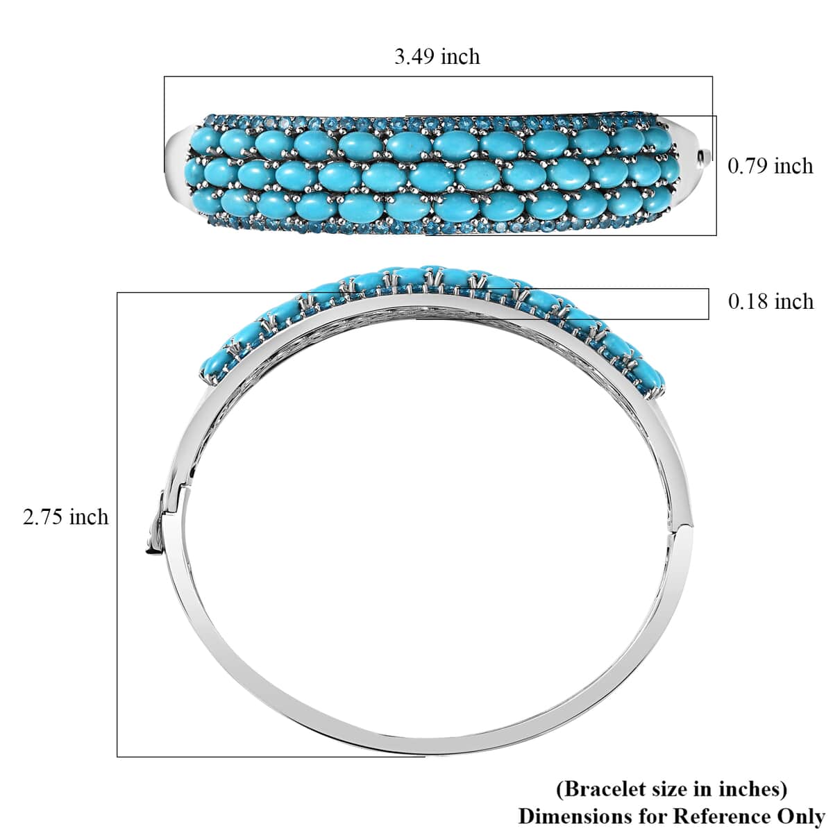 Premium Sleeping Beauty Turquois and Malgache Neon Apatite Bangle Bracelet in Platinum Over Sterling Silver (8.00 In) 13.30 ctw image number 5