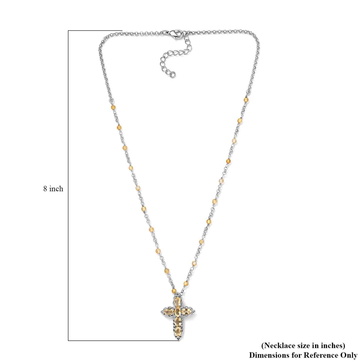 Karis Brazilian Citrine Cross Necklace 18-20 Inches in Platinum Bond 7.20 ctw image number 5