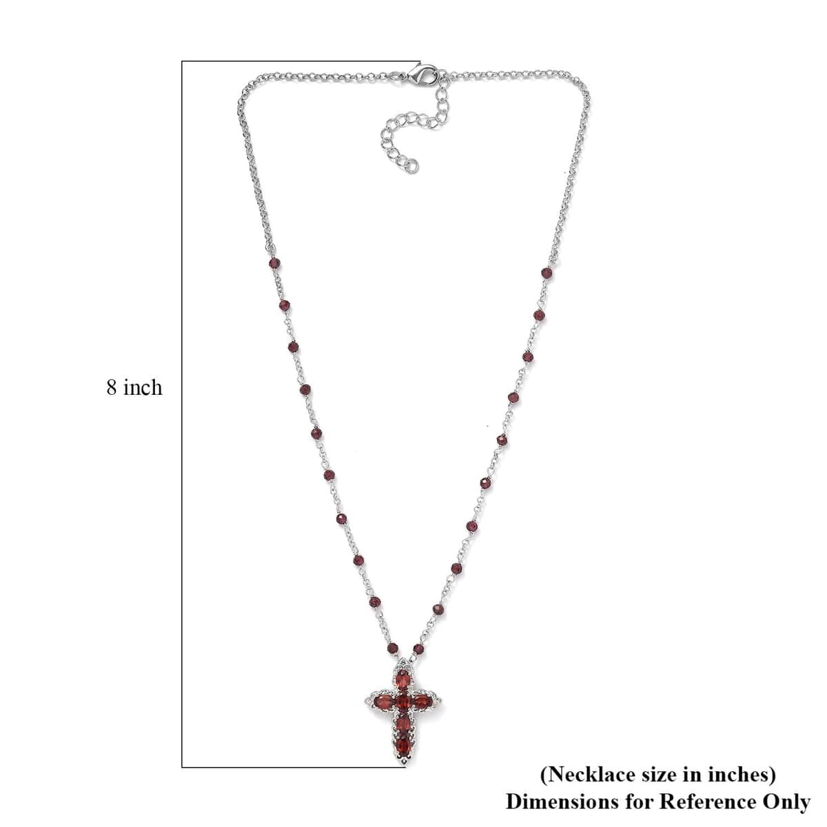 Karis Mozambique Garnet Cross Necklace 18-20 Inches in Platinum Bond 9.25 ctw image number 5