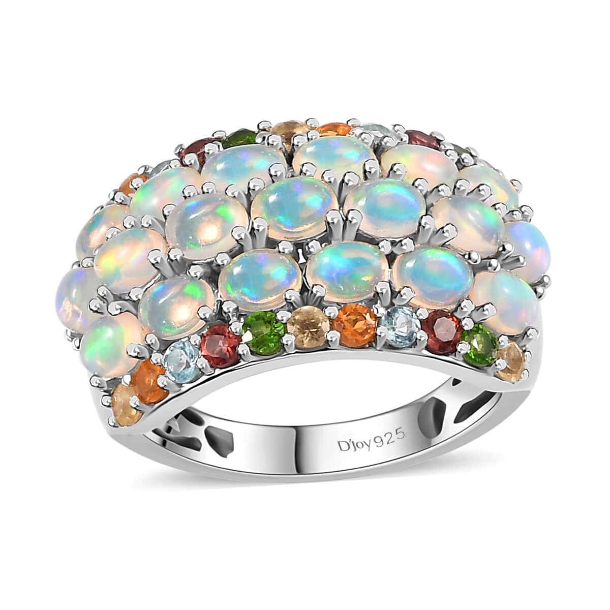 Premium Ethiopian Welo Opal and Multi Gemstone Ring in Platinum Over Sterling Silver (Size 10.0) 2.90 ctw image number 0