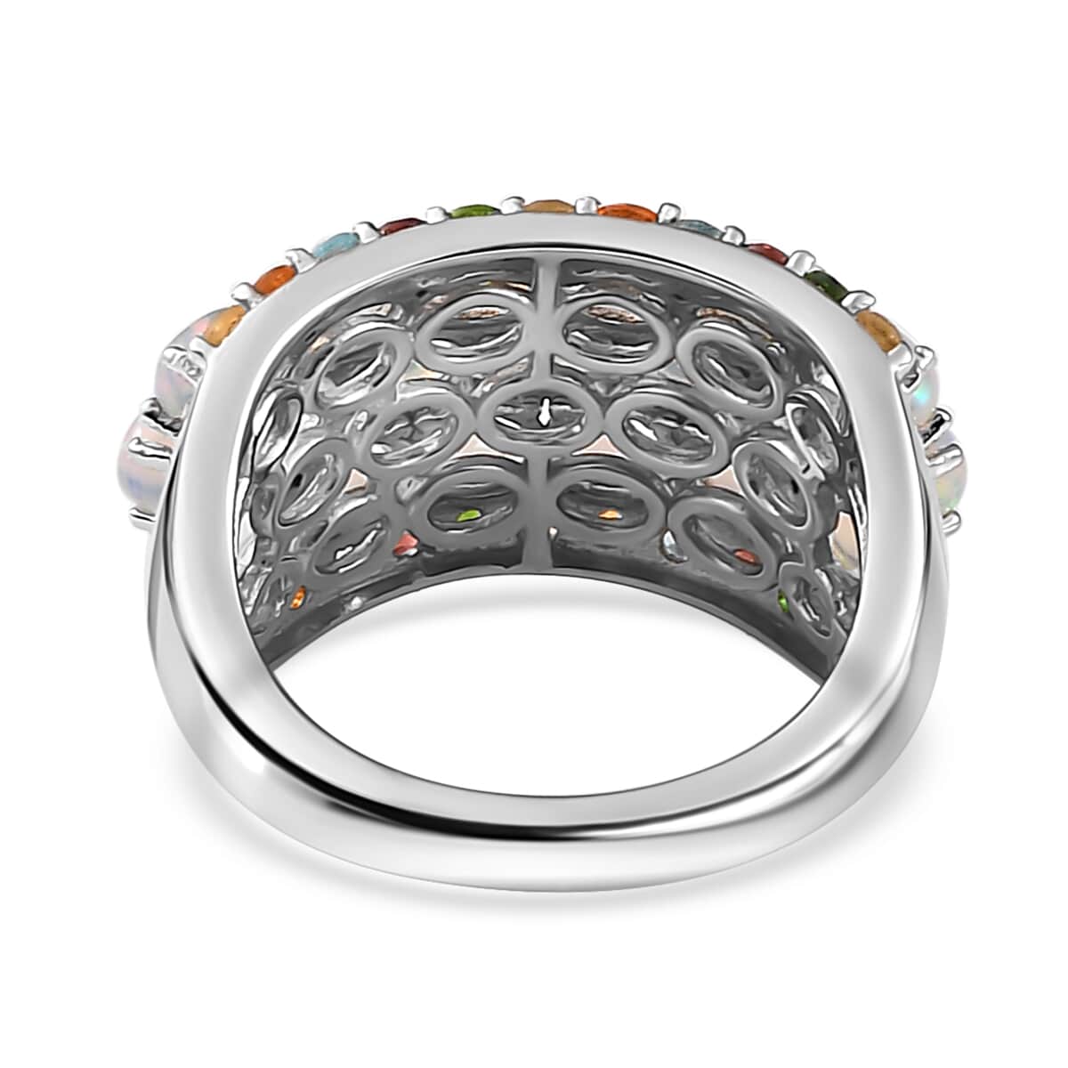 Premium Ethiopian Welo Opal and Multi Gemstone Ring in Platinum Over Sterling Silver (Size 10.0) 2.90 ctw image number 5