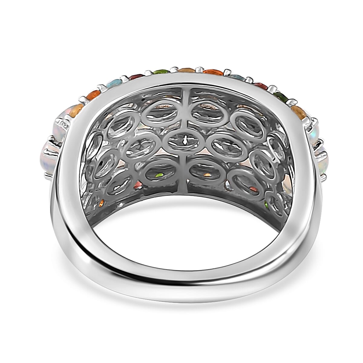 Premium Ethiopian Welo Opal and Multi Gemstone Ring in Platinum Over Sterling Silver (Size 6.0) 2.90 ctw image number 5